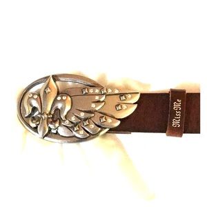 Miss Me brown studded leather belt